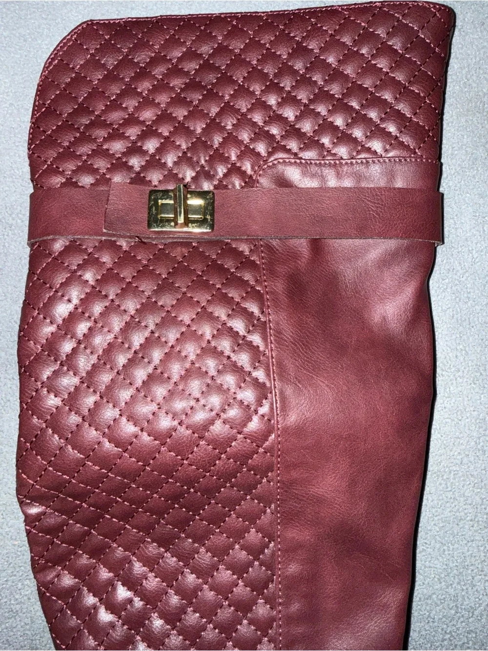 Shoe Dazzle Quilted Over-the-Knee Boots - Burgundy